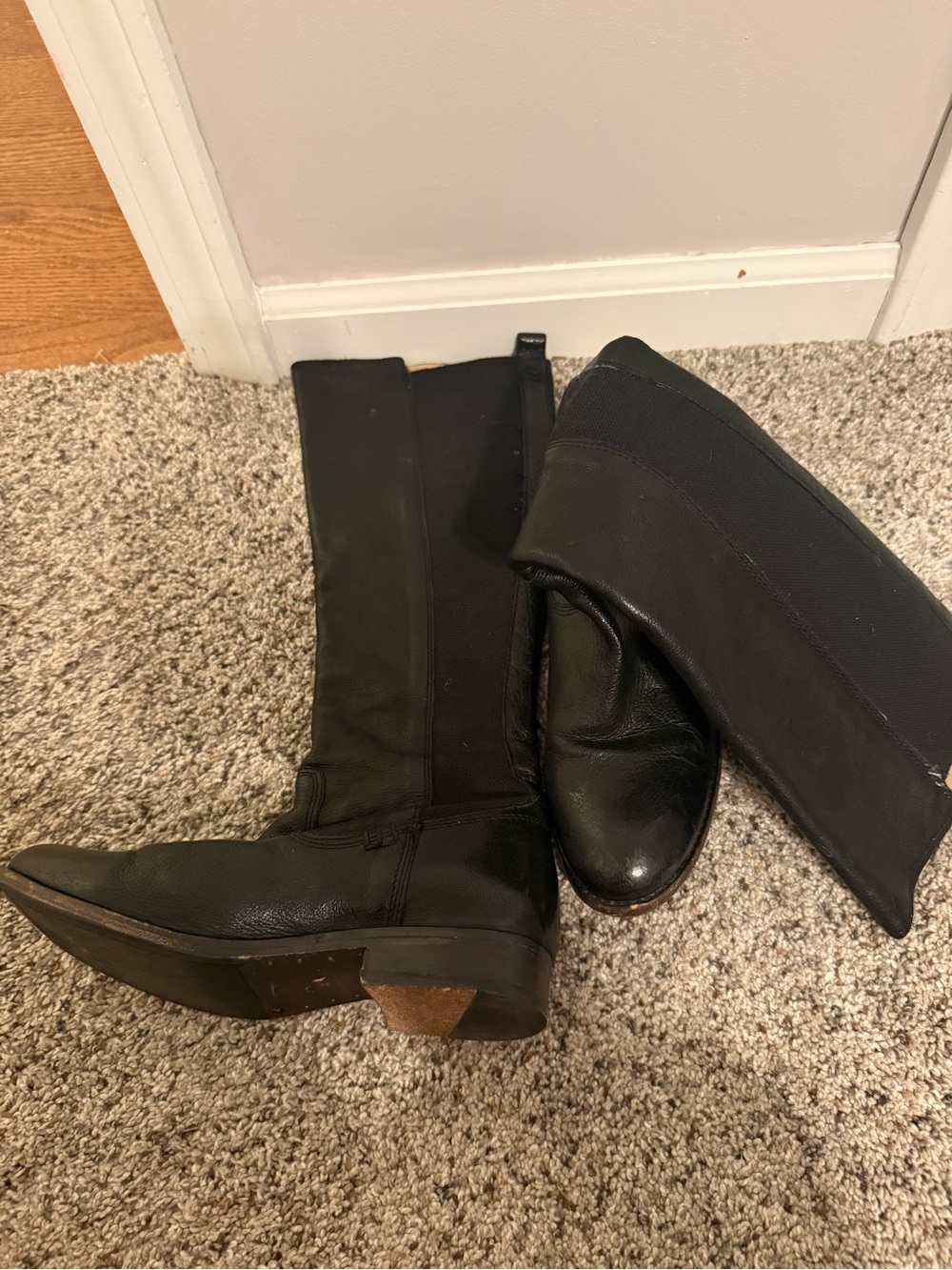 Frye Black Women's Tall Leather Riding Boots 6 - Picture 7 of 11